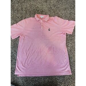 PETER MILLAR Red&Wh Golf Polo Shirt Stripes Men's Size XLarge Embroider Crest